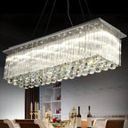 Suspension rectangulaire luxueuse à LED en cristal