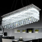 Suspension rectangulaire luxueuse à LED en cristal