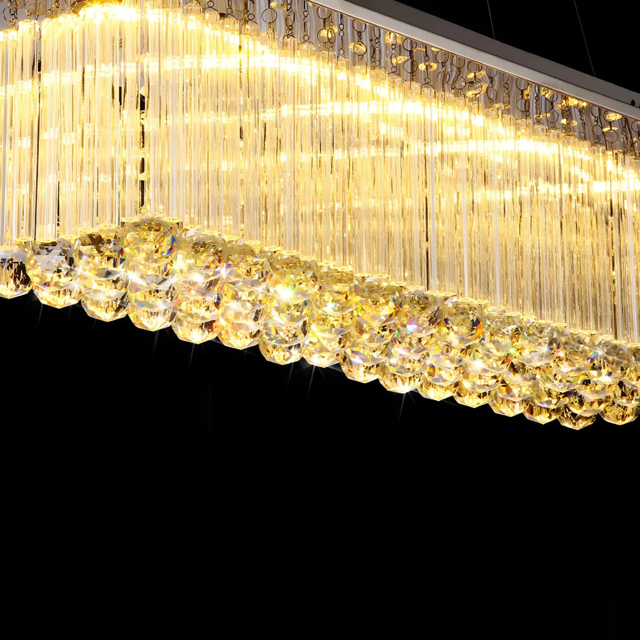 Suspension rectangulaire luxueuse à LED en cristal