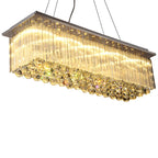 Suspension rectangulaire luxueuse à LED en cristal