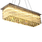 Suspension rectangulaire luxueuse à LED en cristal