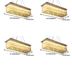 Suspension rectangulaire luxueuse à LED en cristal