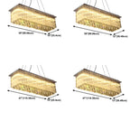 Suspension rectangulaire luxueuse à LED en cristal