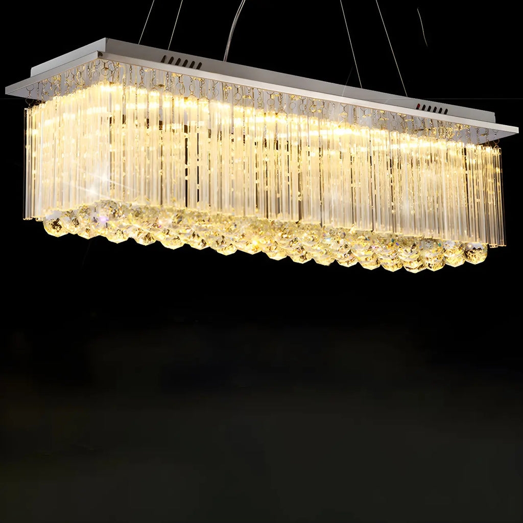 Suspension rectangulaire luxueuse à LED en cristal
