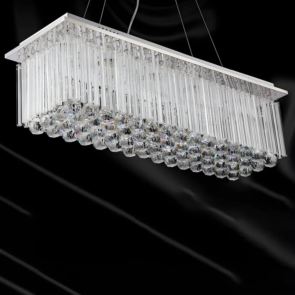 Suspension rectangulaire luxueuse à LED en cristal