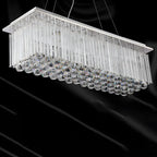 Suspension rectangulaire luxueuse à LED en cristal