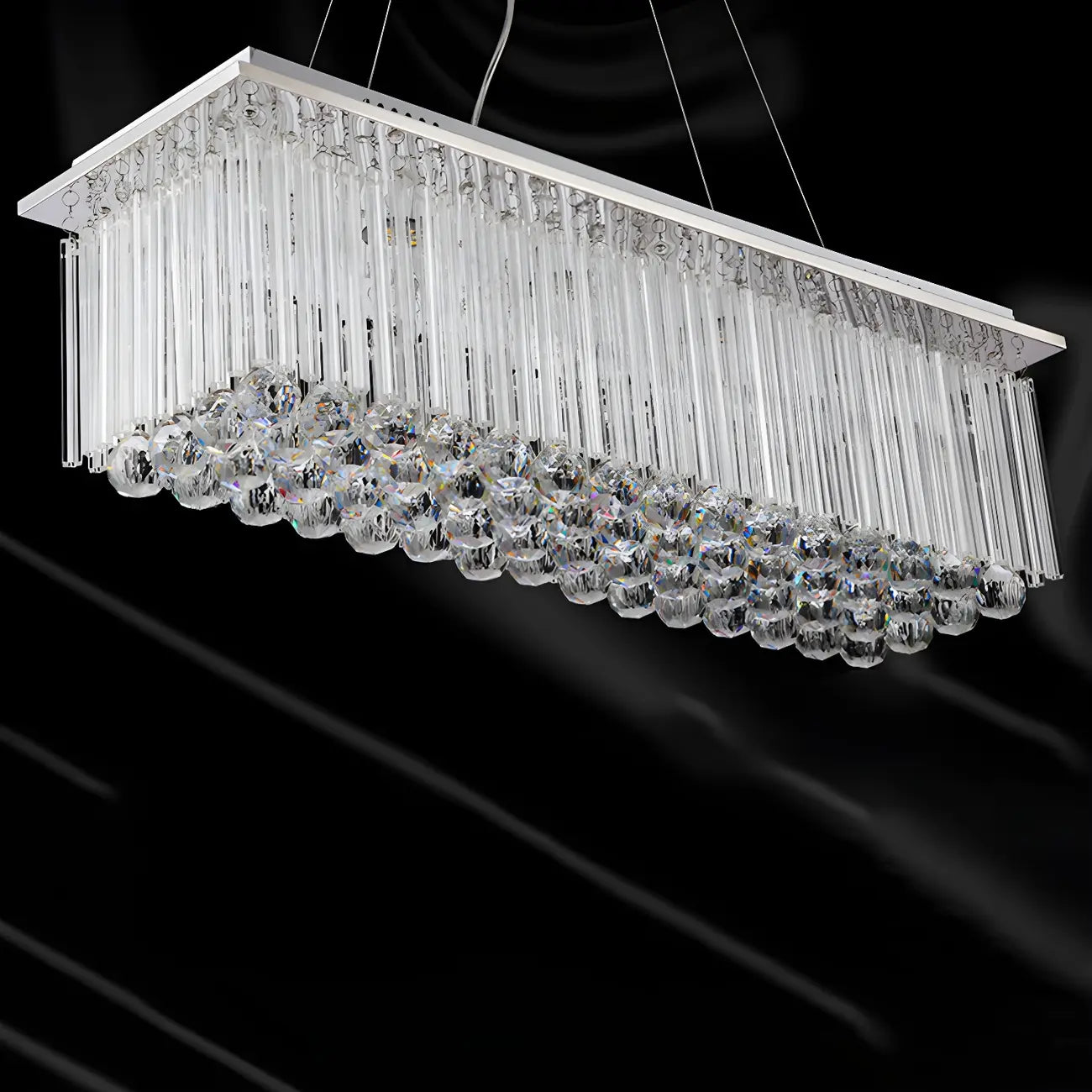 Suspension rectangulaire luxueuse à LED en cristal