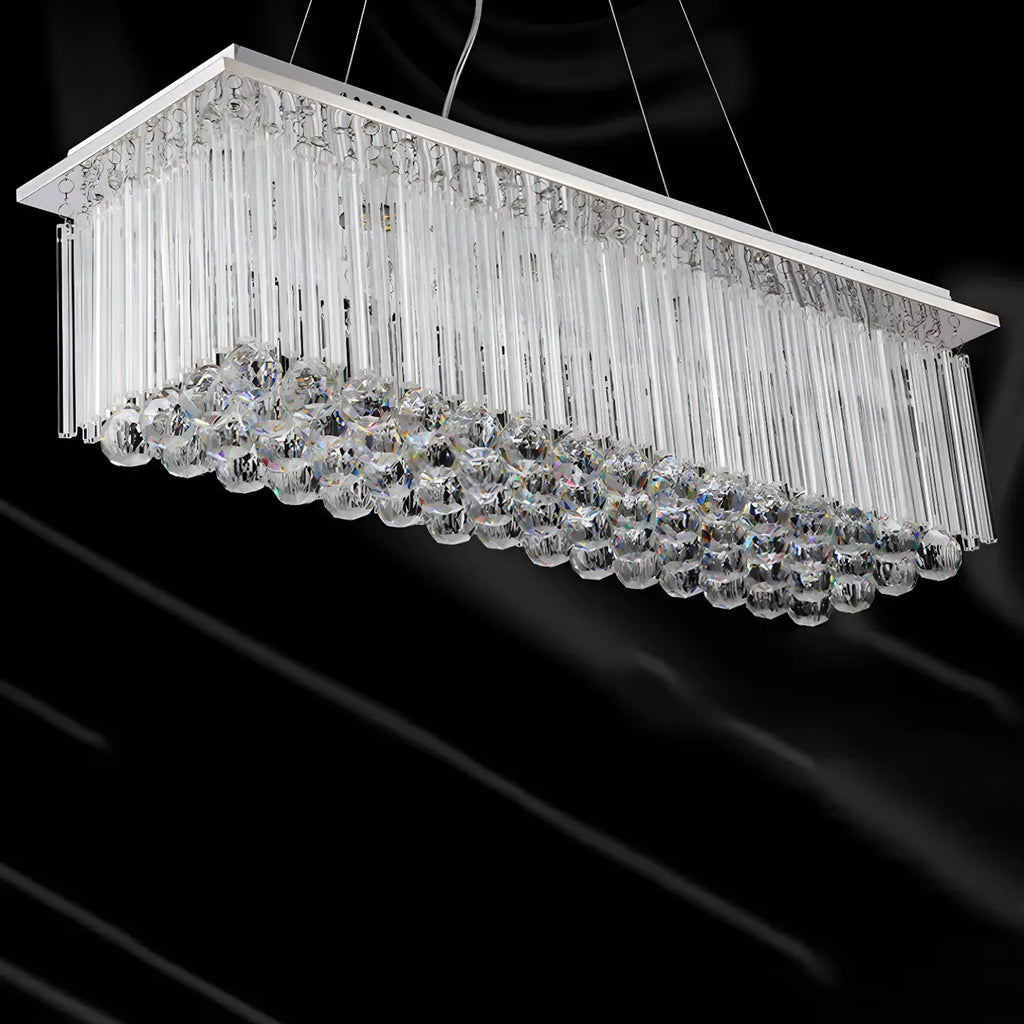 Suspension rectangulaire luxueuse à LED en cristal