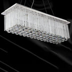 Suspension rectangulaire luxueuse à LED en cristal