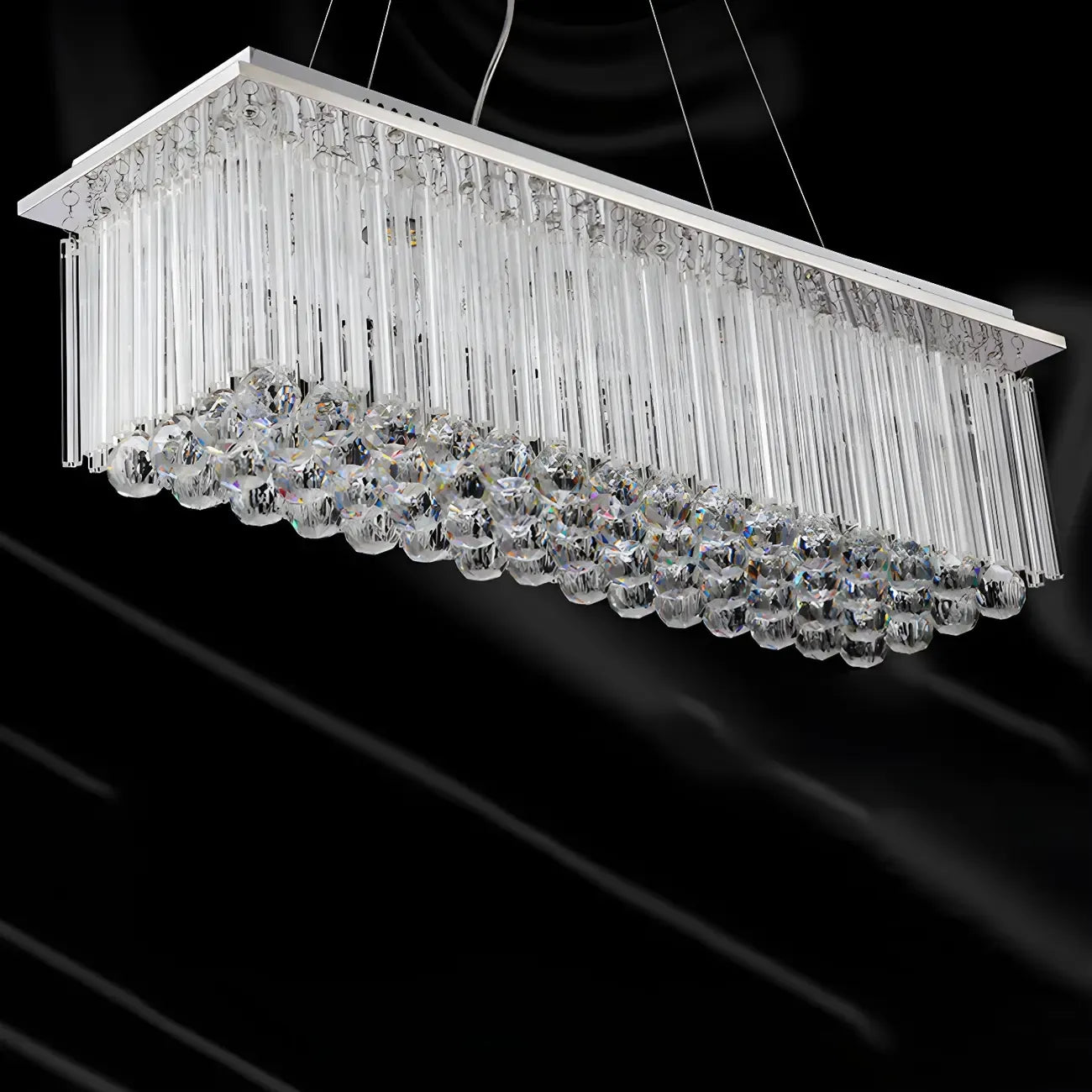 Suspension rectangulaire luxueuse à LED en cristal