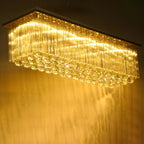 Suspension rectangulaire luxueuse à LED en cristal