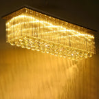 Suspension rectangulaire luxueuse à LED en cristal