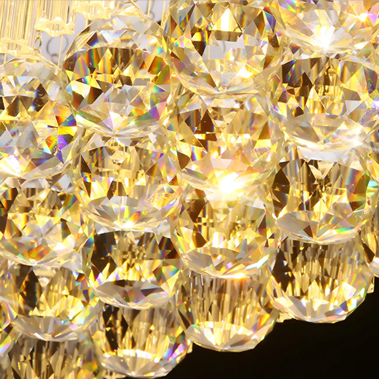 Suspension rectangulaire luxueuse à LED en cristal
