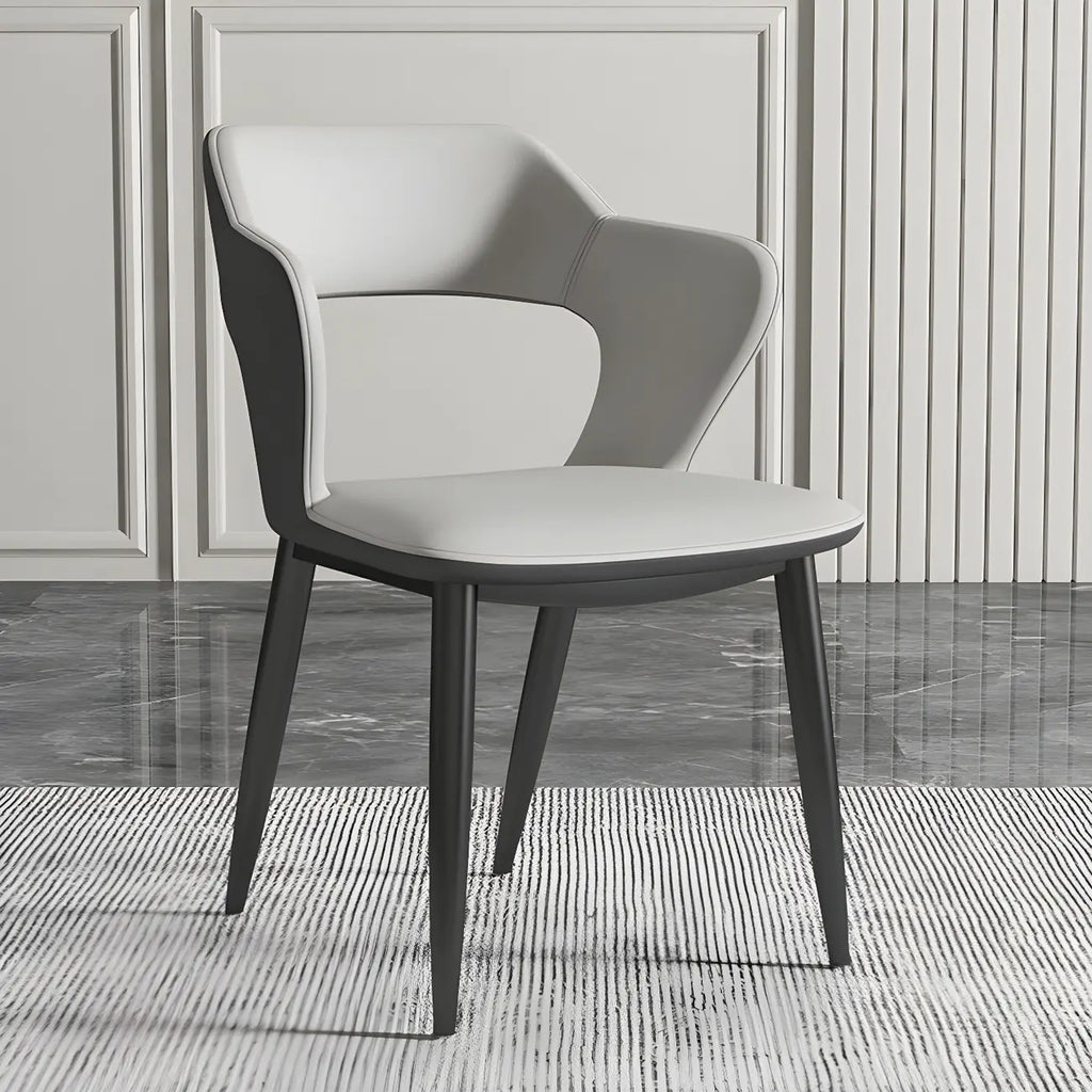 Chaise de salle à manger contemporaine rembourrée à dossier ouvert avec accoudoirs