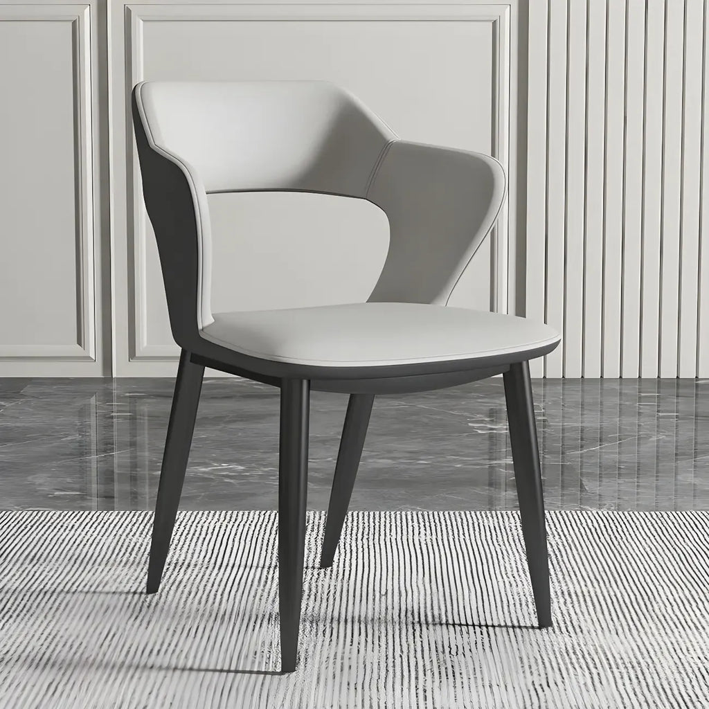 Chaise de salle à manger contemporaine rembourrée à dossier ouvert avec accoudoirs