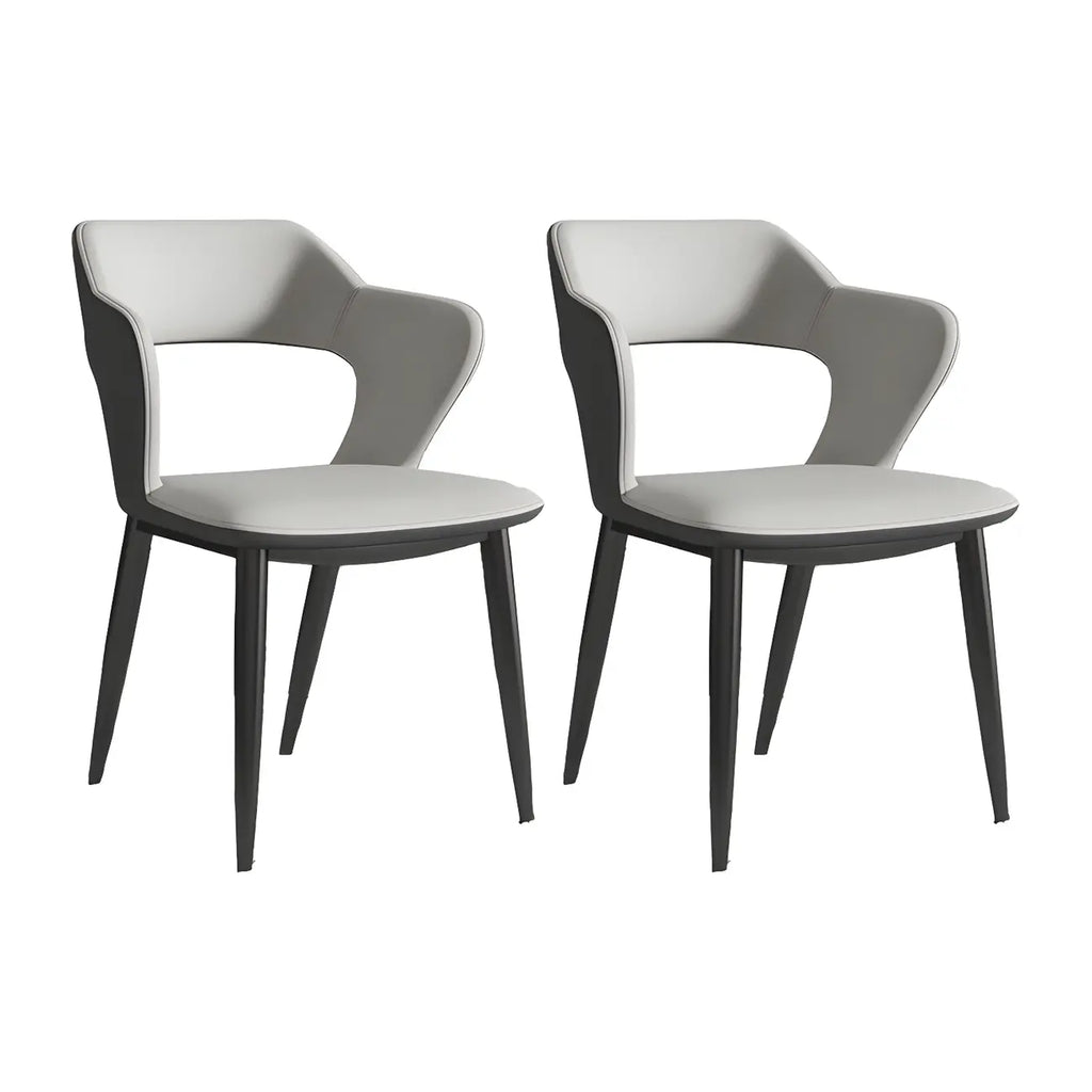Chaise de salle à manger contemporaine rembourrée à dossier ouvert avec accoudoirs