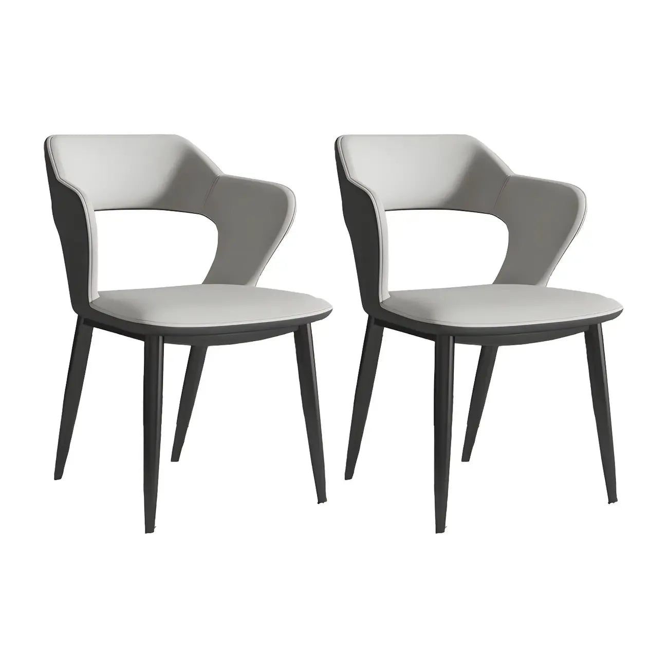 Chaise de salle à manger contemporaine rembourrée à dossier ouvert avec accoudoirs