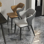 Chaise de salle à manger contemporaine rembourrée à dossier ouvert avec accoudoirs