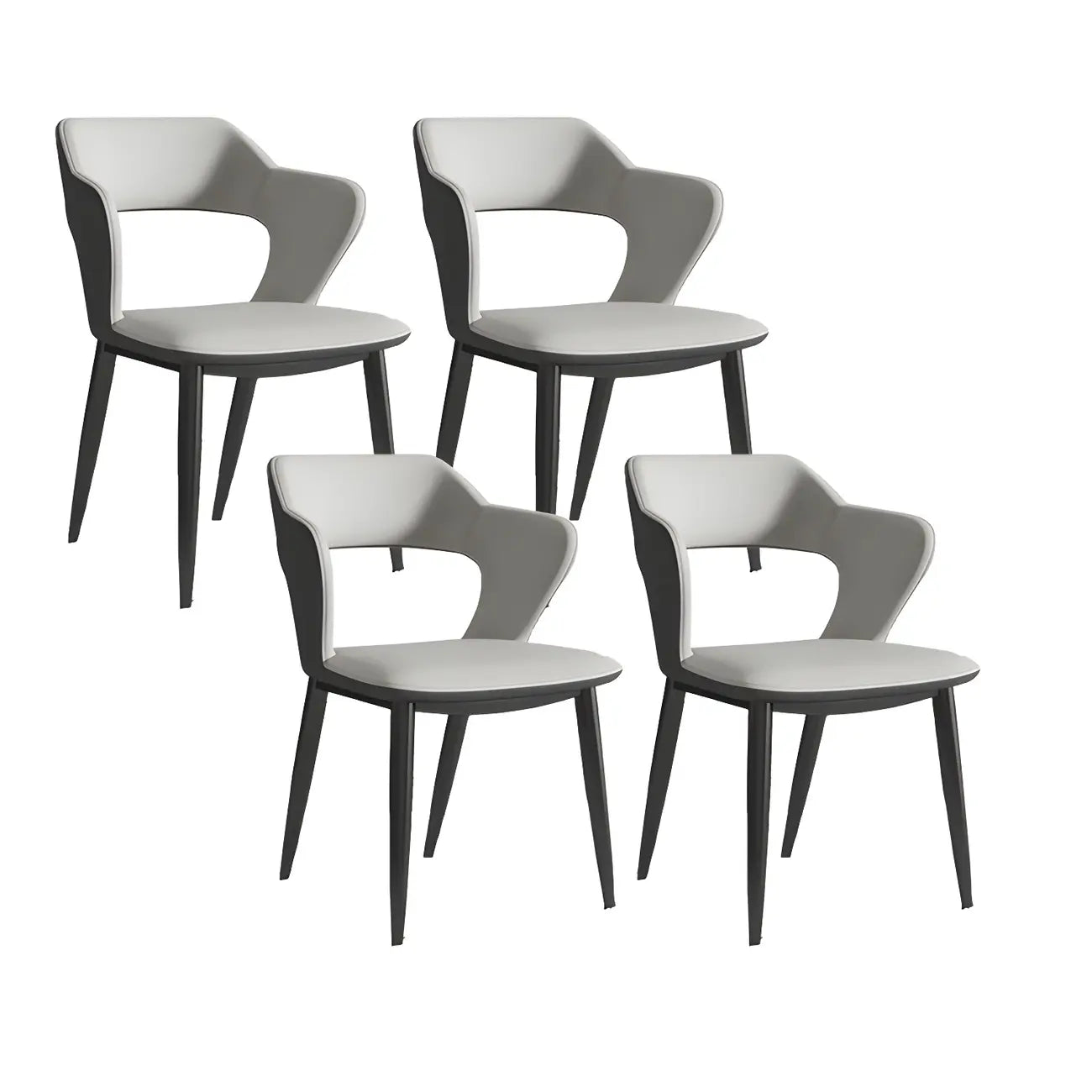 Chaise de salle à manger contemporaine rembourrée à dossier ouvert avec accoudoirs