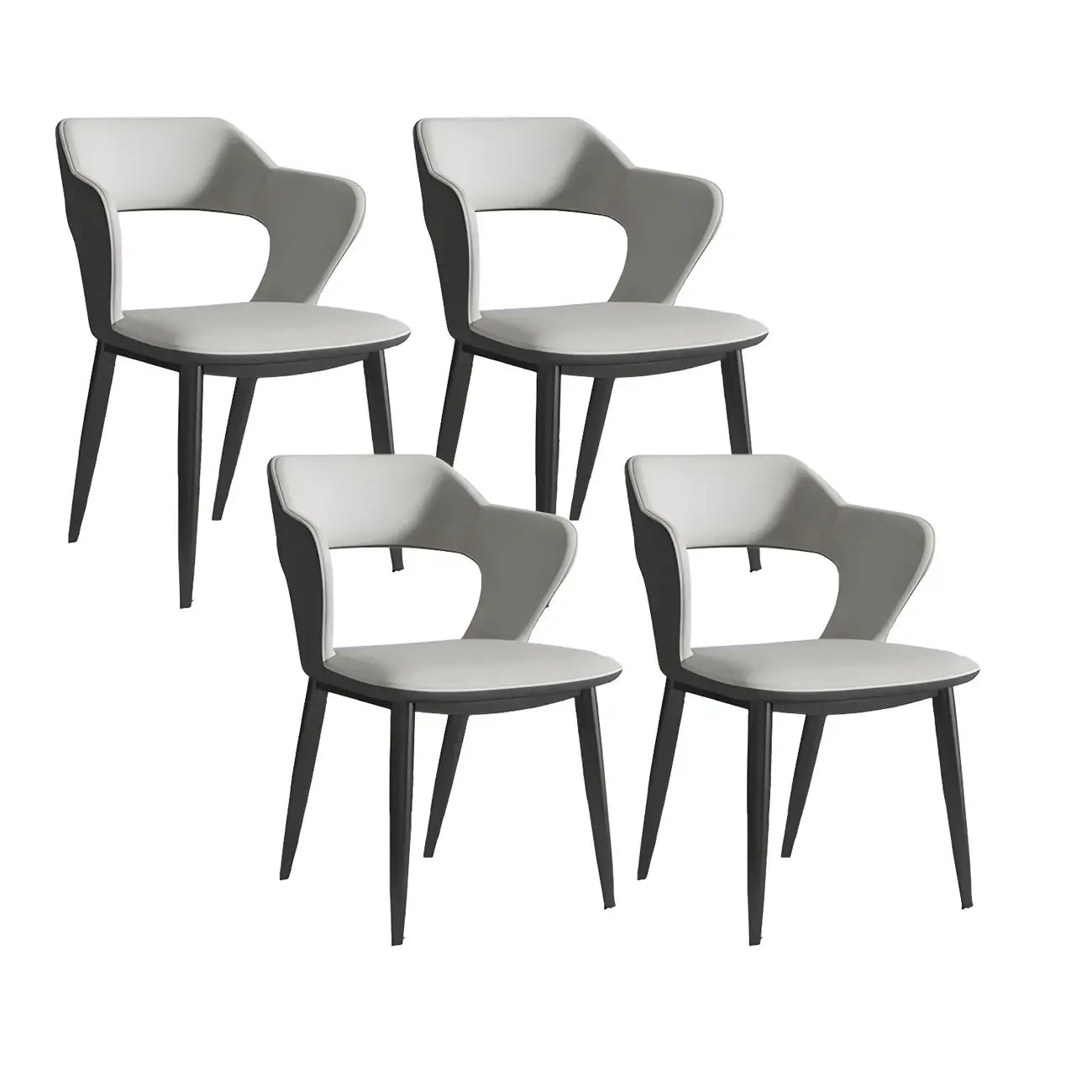 Chaise de salle à manger contemporaine rembourrée à dossier ouvert avec accoudoirs