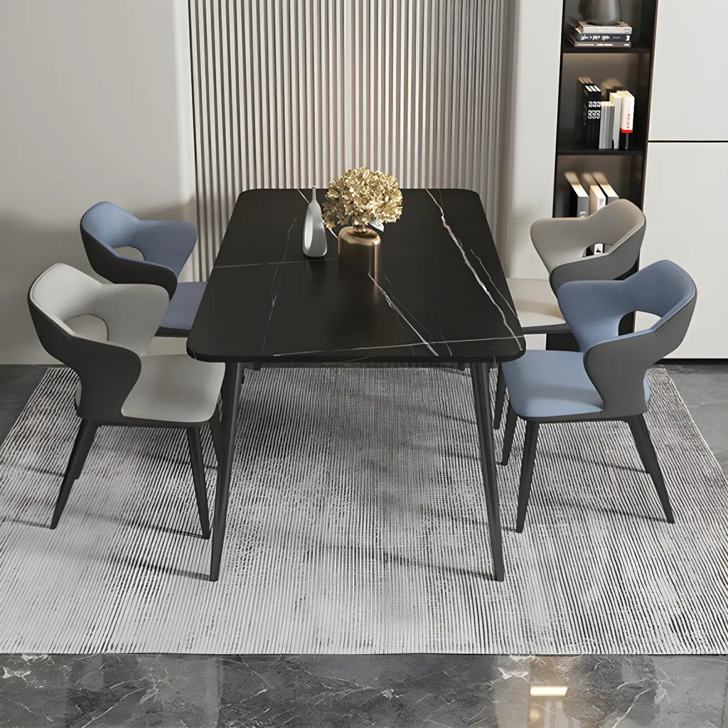 Chaise de salle à manger contemporaine rembourrée à dossier ouvert avec accoudoirs