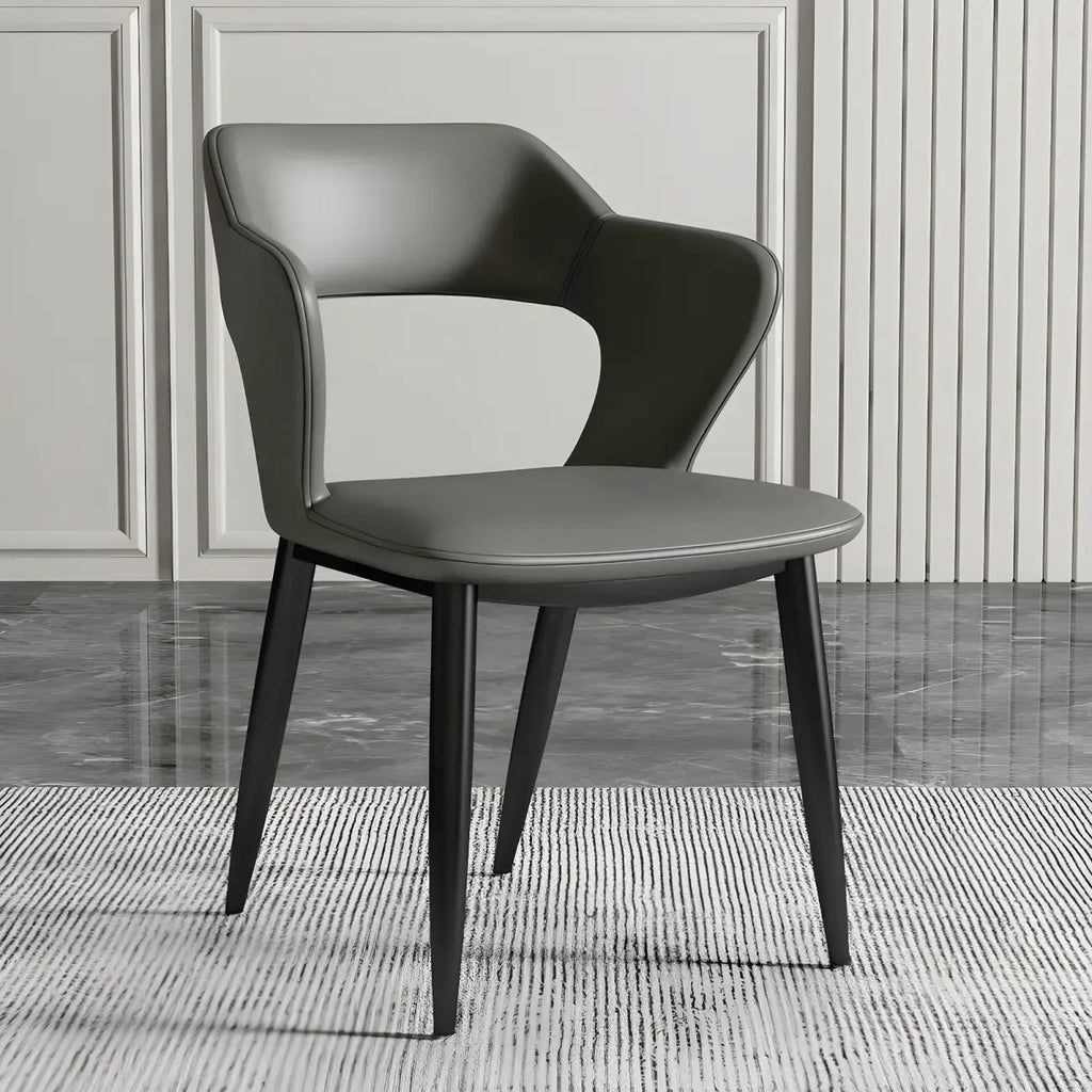 Chaise de salle à manger contemporaine rembourrée à dossier ouvert avec accoudoirs