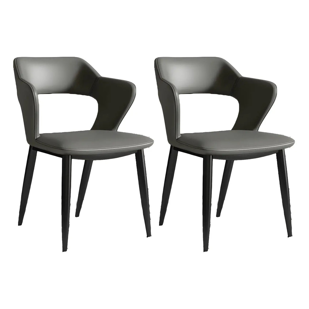 Chaise de salle à manger contemporaine rembourrée à dossier ouvert avec accoudoirs