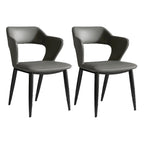 Chaise de salle à manger contemporaine rembourrée à dossier ouvert avec accoudoirs