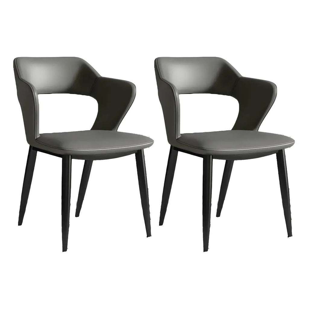 Chaise de salle à manger contemporaine rembourrée à dossier ouvert avec accoudoirs