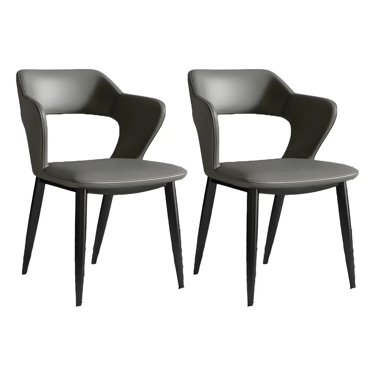 Chaise de salle à manger contemporaine rembourrée à dossier ouvert avec accoudoirs