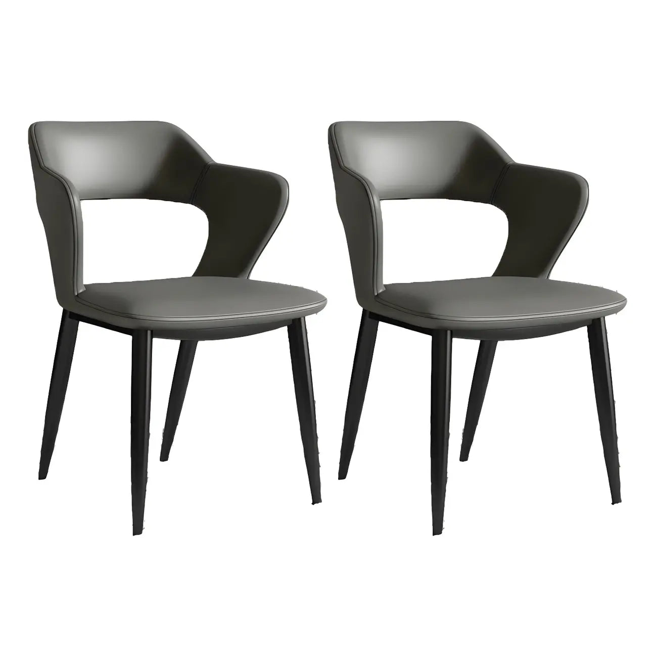 Chaise de salle à manger contemporaine rembourrée à dossier ouvert avec accoudoirs