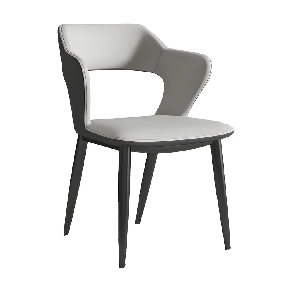 Chaise de salle à manger contemporaine rembourrée à dossier ouvert avec accoudoirs