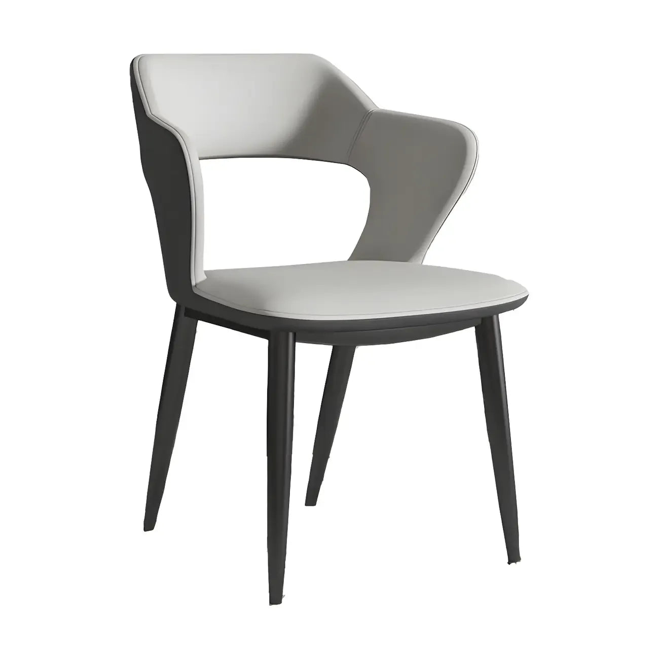 Chaise de salle à manger contemporaine rembourrée à dossier ouvert avec accoudoirs