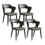 Chaise de salle à manger contemporaine rembourrée à dossier ouvert avec accoudoirs