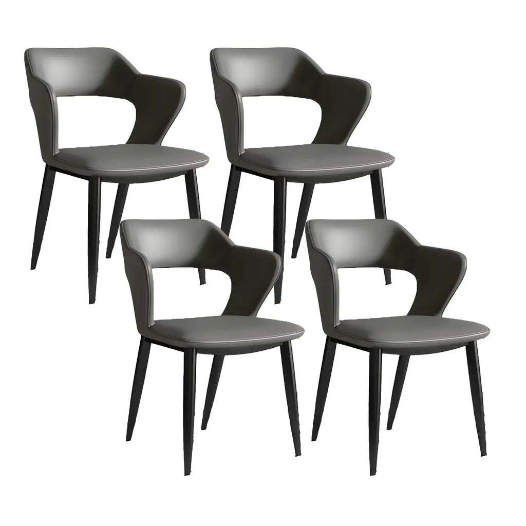Chaise de salle à manger contemporaine rembourrée à dossier ouvert avec accoudoirs
