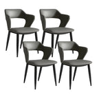 Chaise de salle à manger contemporaine rembourrée à dossier ouvert avec accoudoirs
