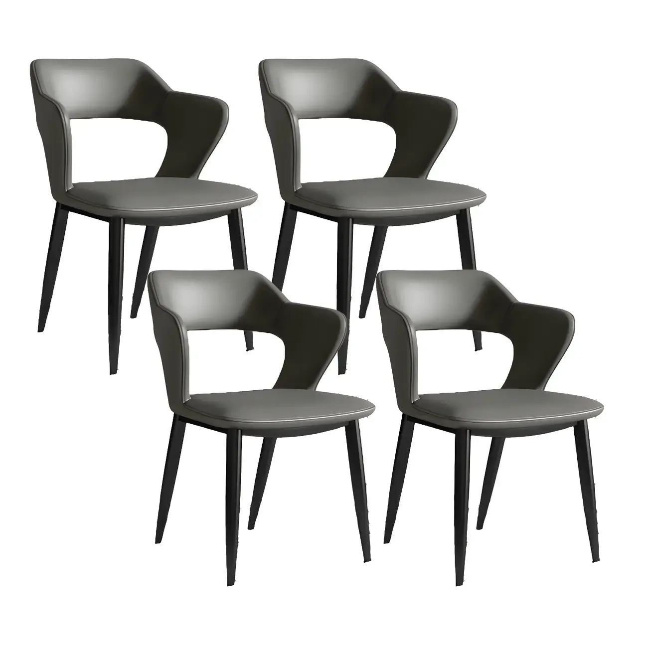 Chaise de salle à manger contemporaine rembourrée à dossier ouvert avec accoudoirs