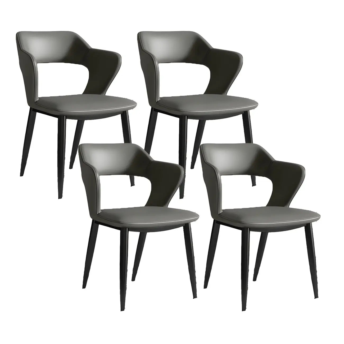Chaise de salle à manger contemporaine rembourrée à dossier ouvert avec accoudoirs