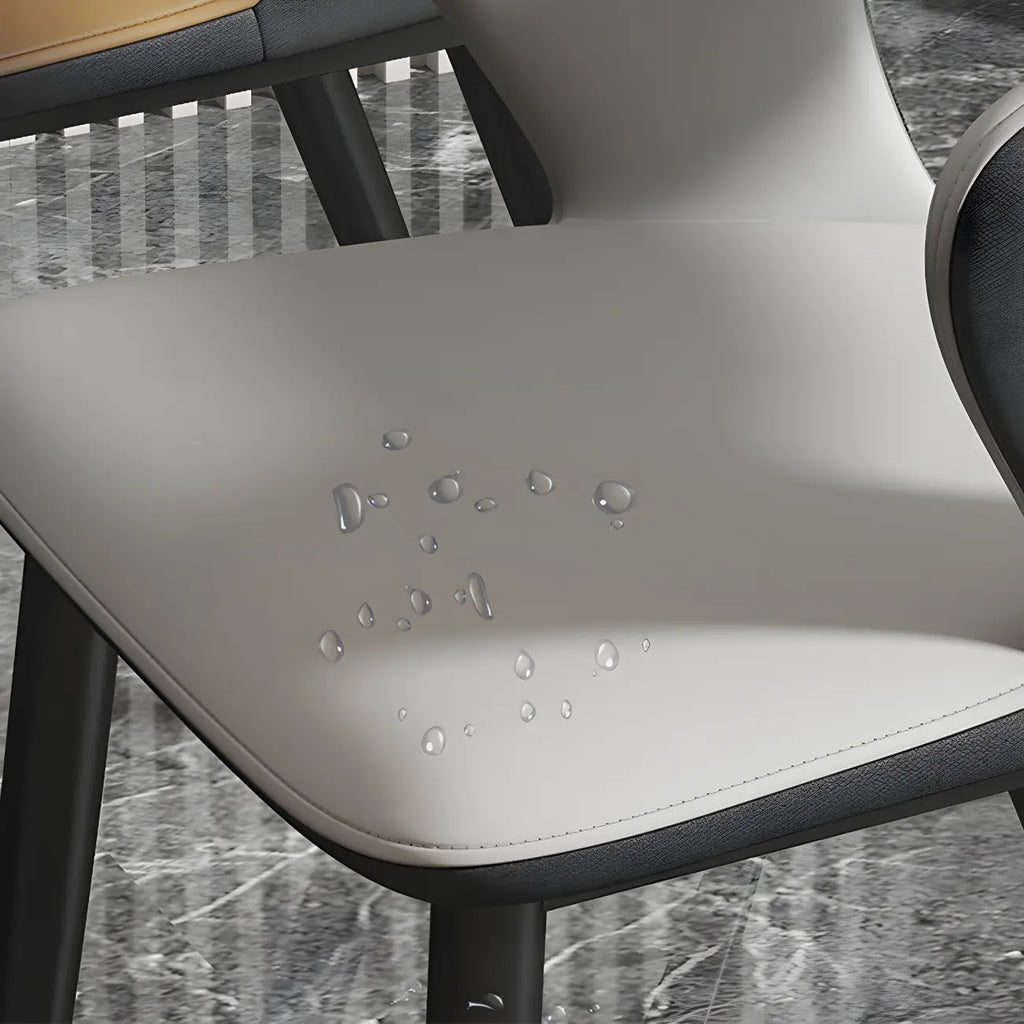 Chaise de salle à manger contemporaine rembourrée à dossier ouvert avec accoudoirs