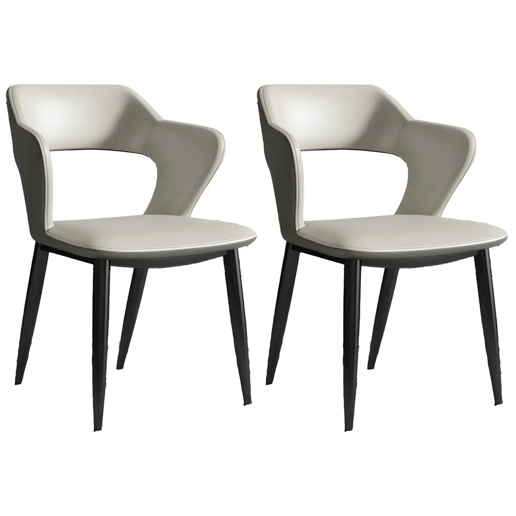 Chaise de salle à manger contemporaine rembourrée à dossier ouvert avec accoudoirs