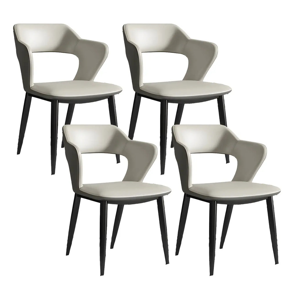 Chaise de salle à manger contemporaine rembourrée à dossier ouvert avec accoudoirs