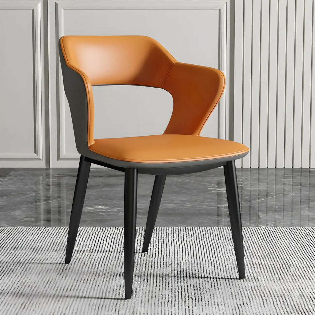 Chaise de salle à manger contemporaine rembourrée à dossier ouvert avec accoudoirs