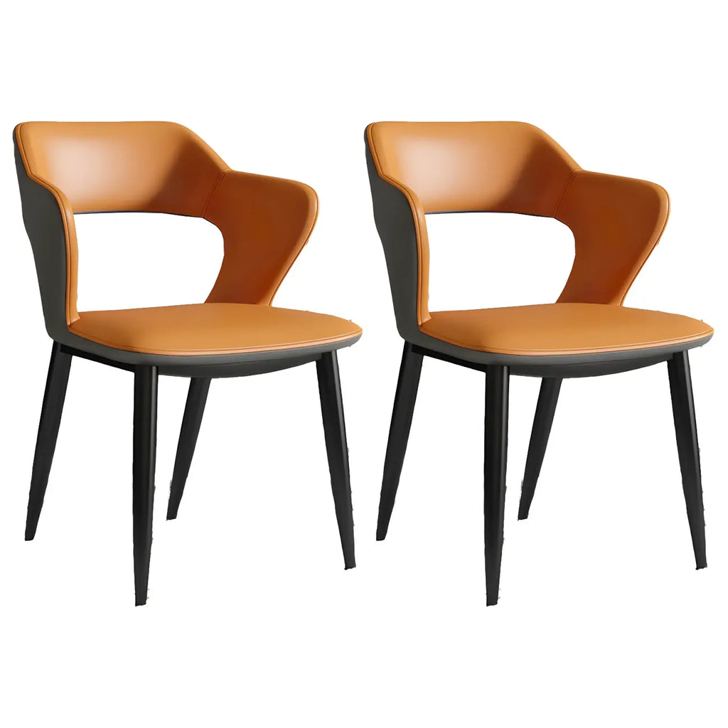 Chaise de salle à manger contemporaine rembourrée à dossier ouvert avec accoudoirs