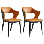 Chaise de salle à manger contemporaine rembourrée à dossier ouvert avec accoudoirs