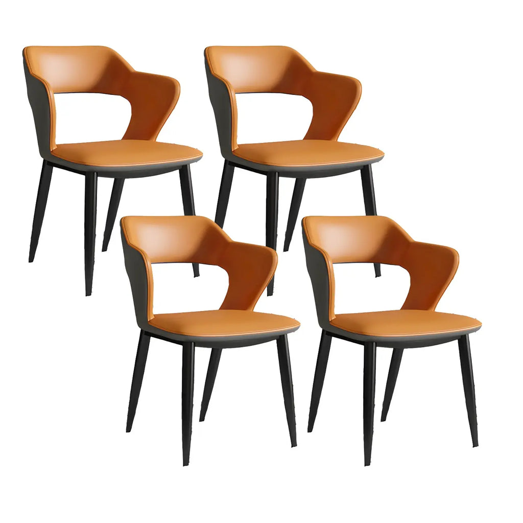 Chaise de salle à manger contemporaine rembourrée à dossier ouvert avec accoudoirs
