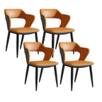 Chaise de salle à manger contemporaine rembourrée à dossier ouvert avec accoudoirs