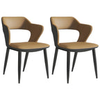 Chaise de salle à manger contemporaine rembourrée à dossier ouvert avec accoudoirs