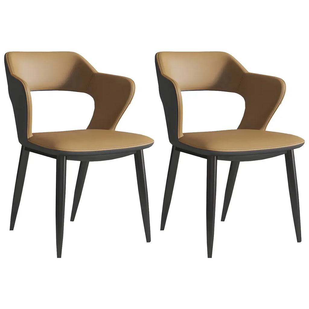 Chaise de salle à manger contemporaine rembourrée à dossier ouvert avec accoudoirs