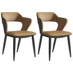 Chaise de salle à manger contemporaine rembourrée à dossier ouvert avec accoudoirs