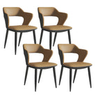 Chaise de salle à manger contemporaine rembourrée à dossier ouvert avec accoudoirs